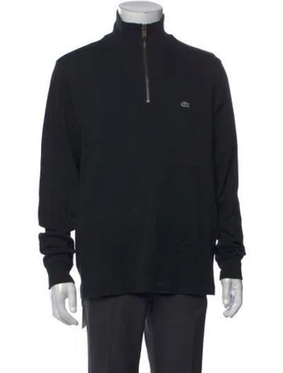 Pre-owned Lacoste Mock Neck Long Sleeve Sweatshirt In Black