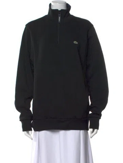 Pre-owned Lacoste Mock Neck Long Sleeve Sweatshirt In Black