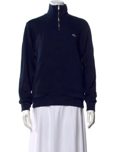 Pre-owned Lacoste Mock Neck Long Sleeve Sweatshirt In Blue