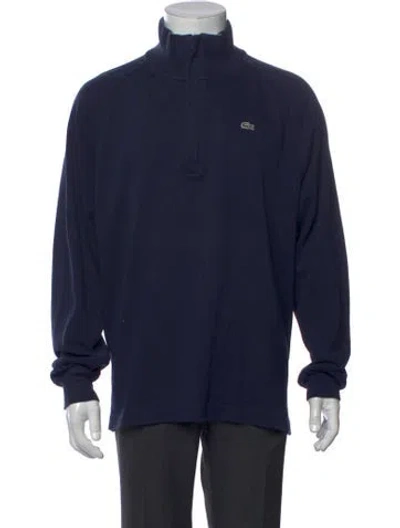Pre-owned Lacoste Mock Neck Long Sleeve Sweatshirt In Blue