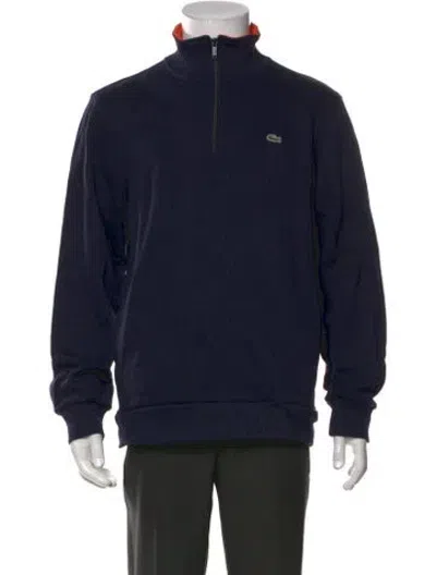 Pre-owned Lacoste Mock Neck Long Sleeve Sweatshirt In Blue