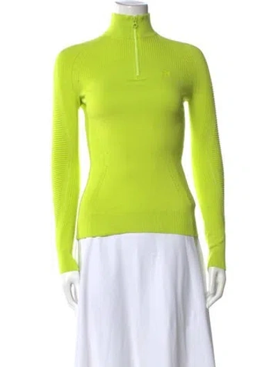 Pre-owned Lacoste Mock Neck Long Sleeve Top In Green