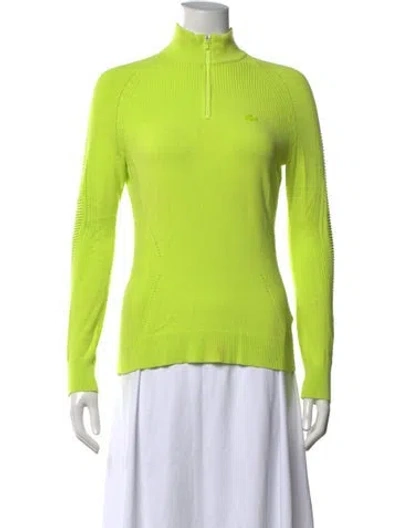 Pre-owned Lacoste Mock Neck Long Sleeve Top In Green