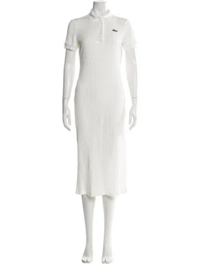 Pre-owned Lacoste Mock Neck Midi Length Dress In White