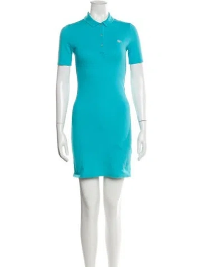 Pre-owned Lacoste Mock Neck Mini Dress In Blue