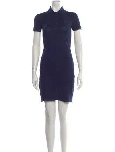 Pre-owned Lacoste Mock Neck Mini Dress In Blue
