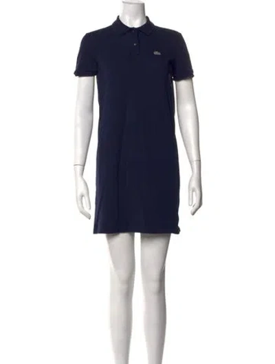 Pre-owned Lacoste Mock Neck Mini Dress In Blue