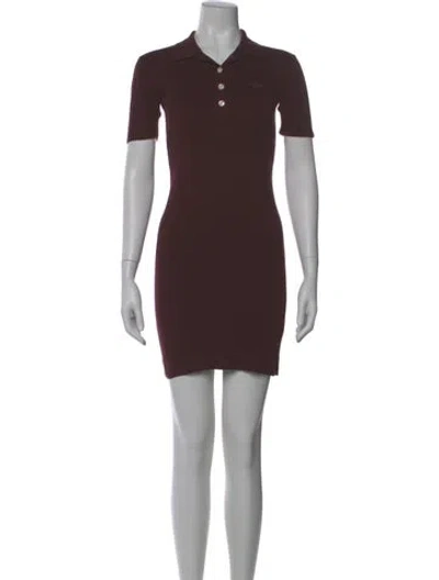Pre-owned Lacoste Mock Neck Mini Dress In Brown