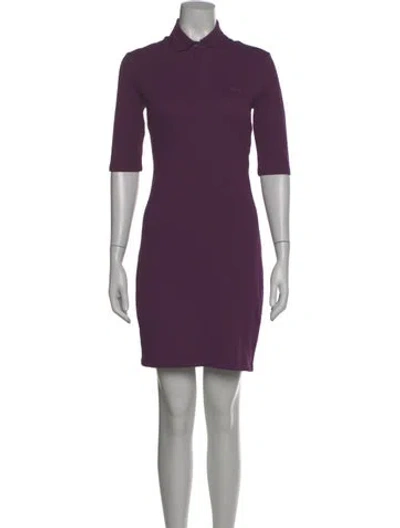 Pre-owned Lacoste Mock Neck Mini Dress In Purple