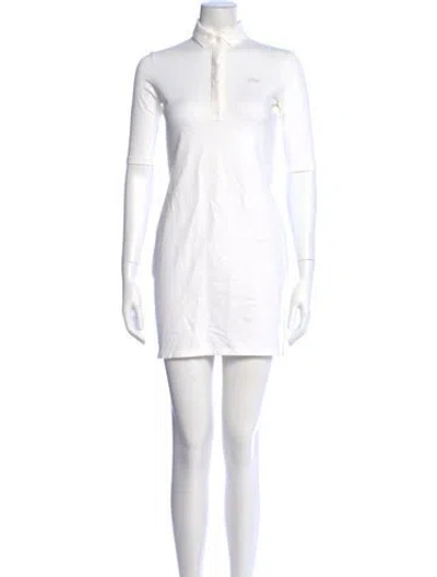 Pre-owned Lacoste Mock Neck Mini Dress In White