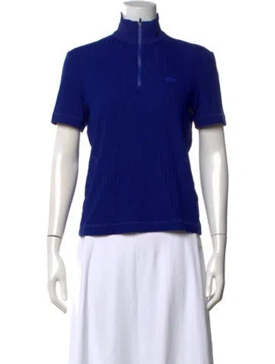 Pre-owned Lacoste Mock Neck Short Sleeve Polo In Blue