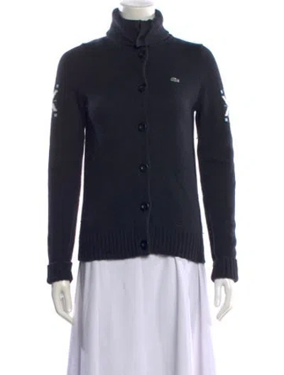 Pre-owned Lacoste Mock Neck Sweater In Black