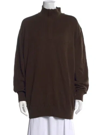 Pre-owned Lacoste Mock Neck Sweater In Brown