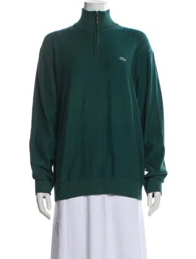 Pre-owned Lacoste Mock Neck Sweater In Green