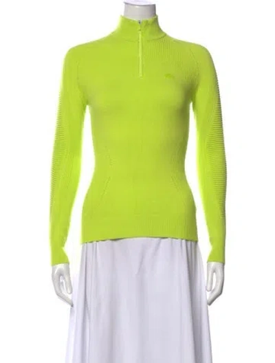 Pre-owned Lacoste Mock Neck Sweater In Green