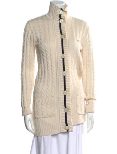 Pre-owned Lacoste Mock Neck Sweater In Neutral