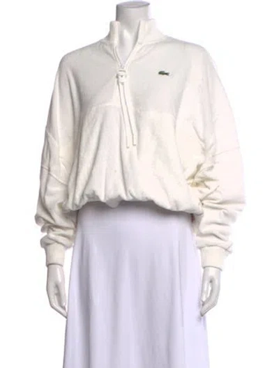 Pre-owned Lacoste Mock Neck Sweater In White