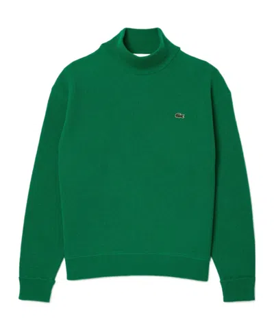 Lacoste Mockneck Knit Sweater In Green