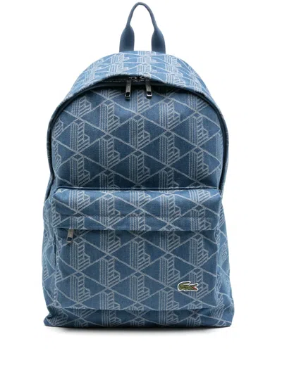 Lacoste Mono-jacquard Backpack In Blue