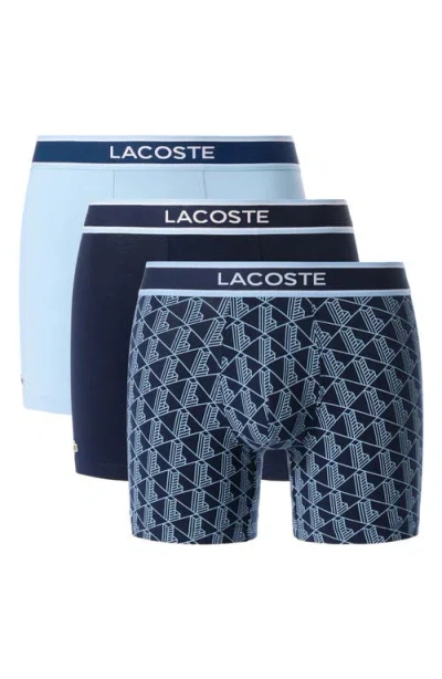 LACOSTE LACOSTE MONOGRAM ASSORTED 3-PACK BOXER BRIEFS