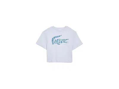 Lacoste Monogram Graphic T-shirt (big Kid) Girl's T Shirt  Phoenix: Md (big Kid) In White