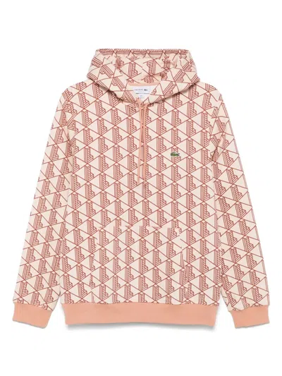 Lacoste Monogram Hoodie In Neutrals