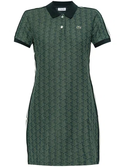 Lacoste Monogram-jacquard Polo Dress In Green