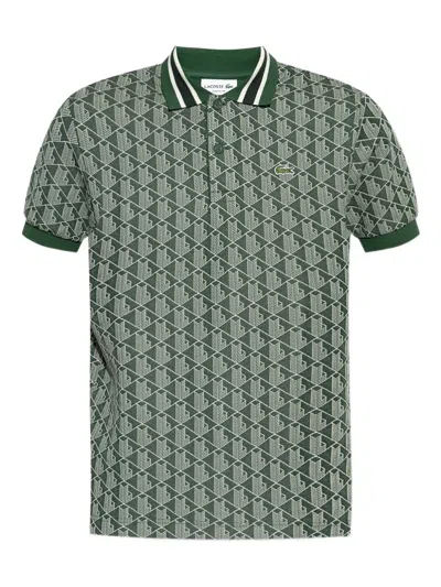 Lacoste Geometric-pattern Polo Shirt In Green