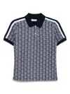 Lacoste Monogram Jacquard Polo Top In Blue
