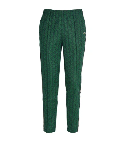 Lacoste Monogram-jacquard Sweatpants In Green