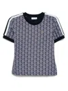 Lacoste Monogram Jacquard T-shirt In Blue