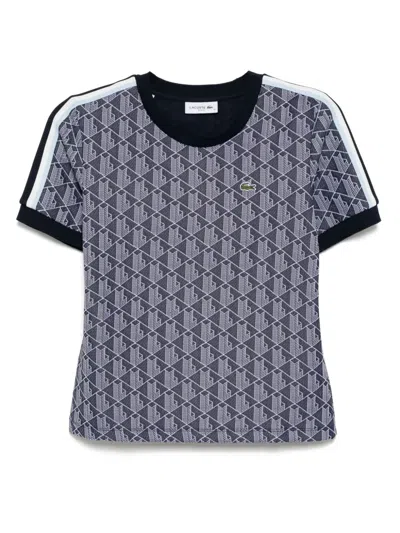 Lacoste Monogram Jacquard T-shirt In Blue
