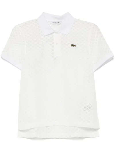 Lacoste Monogram Lace Polo Shirt In White