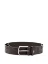 Lacoste Monogram Leather Belt In Brown