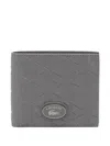Lacoste Monogram Leather Wallet In Gray