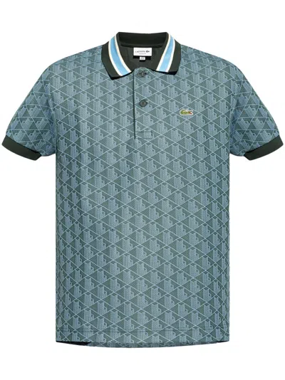 Lacoste Monogram Pattern Polo Shirt In Blue