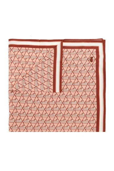 Lacoste Monogram-pattern Scarf In Pink
