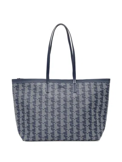 Lacoste Monogram-pattern Tote Bag In Blue