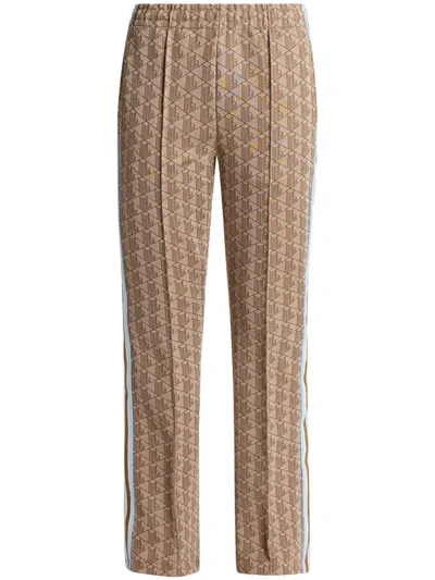 Lacoste Monogram-pattern Track Pants In Neutrals