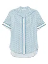 Lacoste Women's Oversized Monogram Print Shirt - 32 In Blue