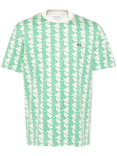 Lacoste Monogram T-shirt In Neutrals