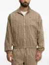 Lacoste Monogram Zip Jacket In Brown