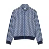 Lacoste Monogram Zip-up Sweatshirt In Blue
