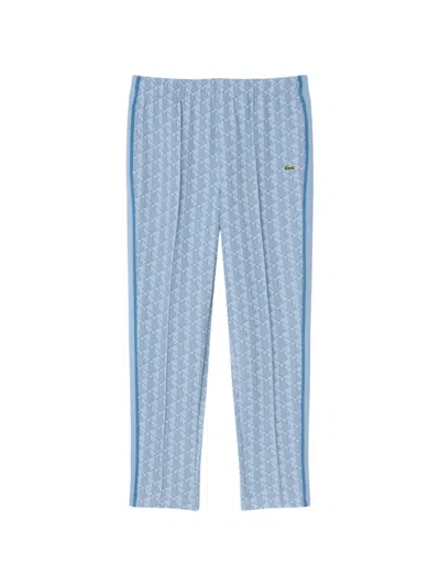 Lacoste Monogram-jacquard Track Pants In Blue