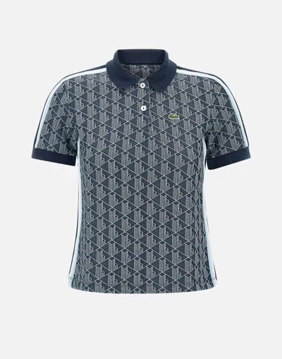 Lacoste Monogrammed Jacquard Blue Polo