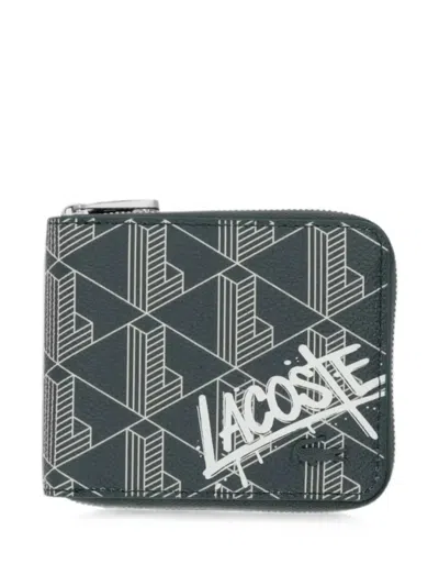 Lacoste Monogram-print Logo-print Wallet In Green