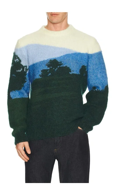Lacoste Mountain Graphic Wool Crew Neck Sweater In Multi