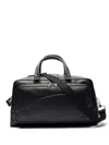 Lacoste Multi-pocket Leather Holdall In Black