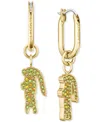 Lacoste Multicolor Crystal Crocodile Drop Earrings In Gold