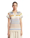Lacoste Striped Collared Polo Top In Multi
